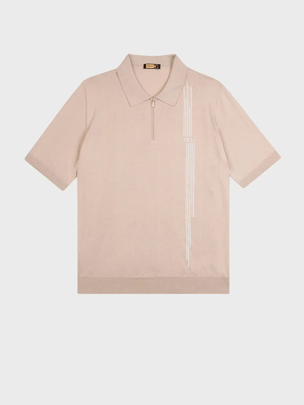 Zilli Ecru Zipped Polo Shirt with Iconic Embroidery