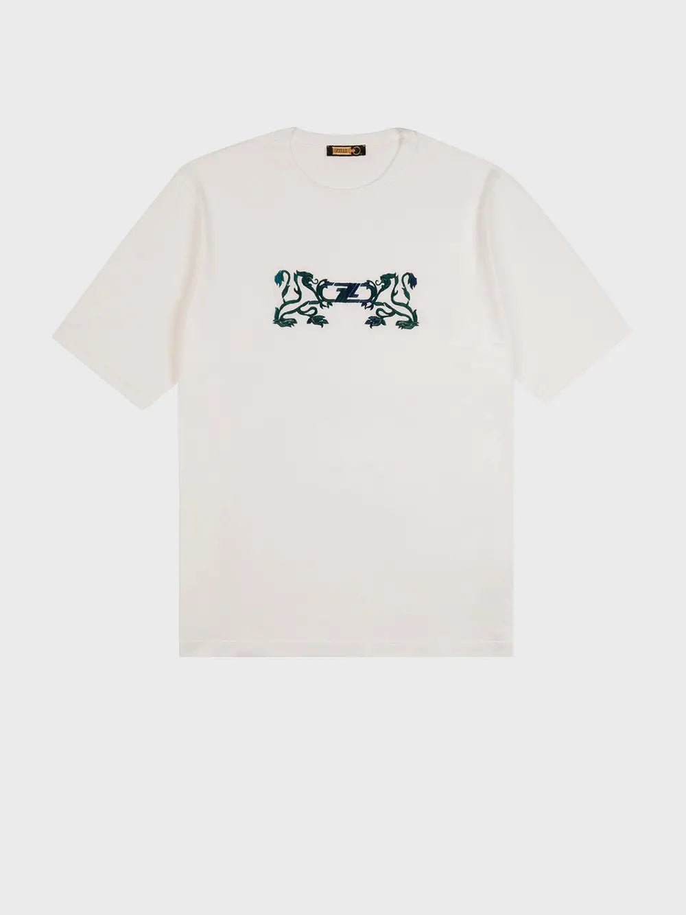 Zilli Ecru T-Shirt with Double Griffon Embroidery