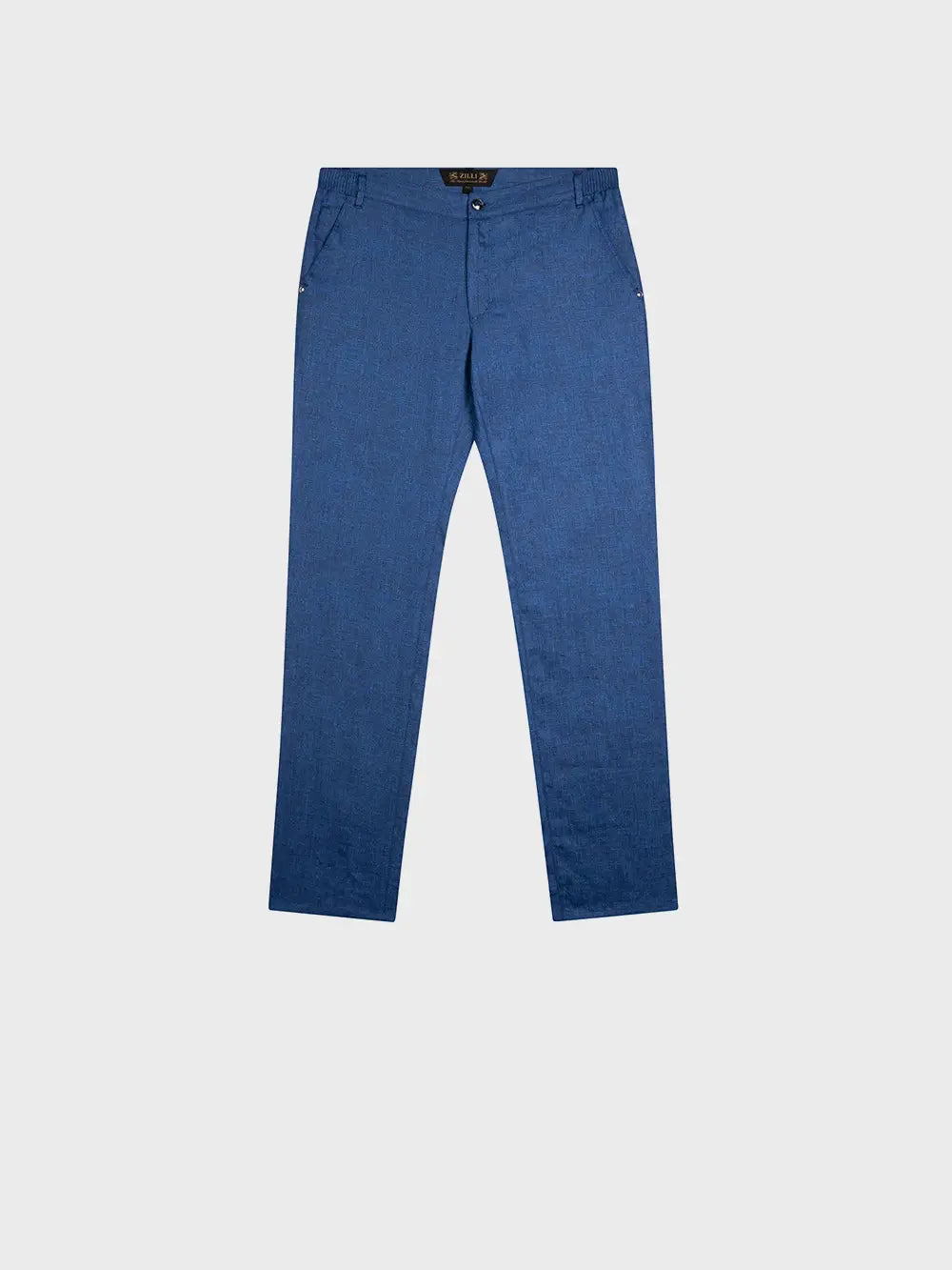 Zilli Slim Fit Linen Trousers with Micro Griffon Embroidery