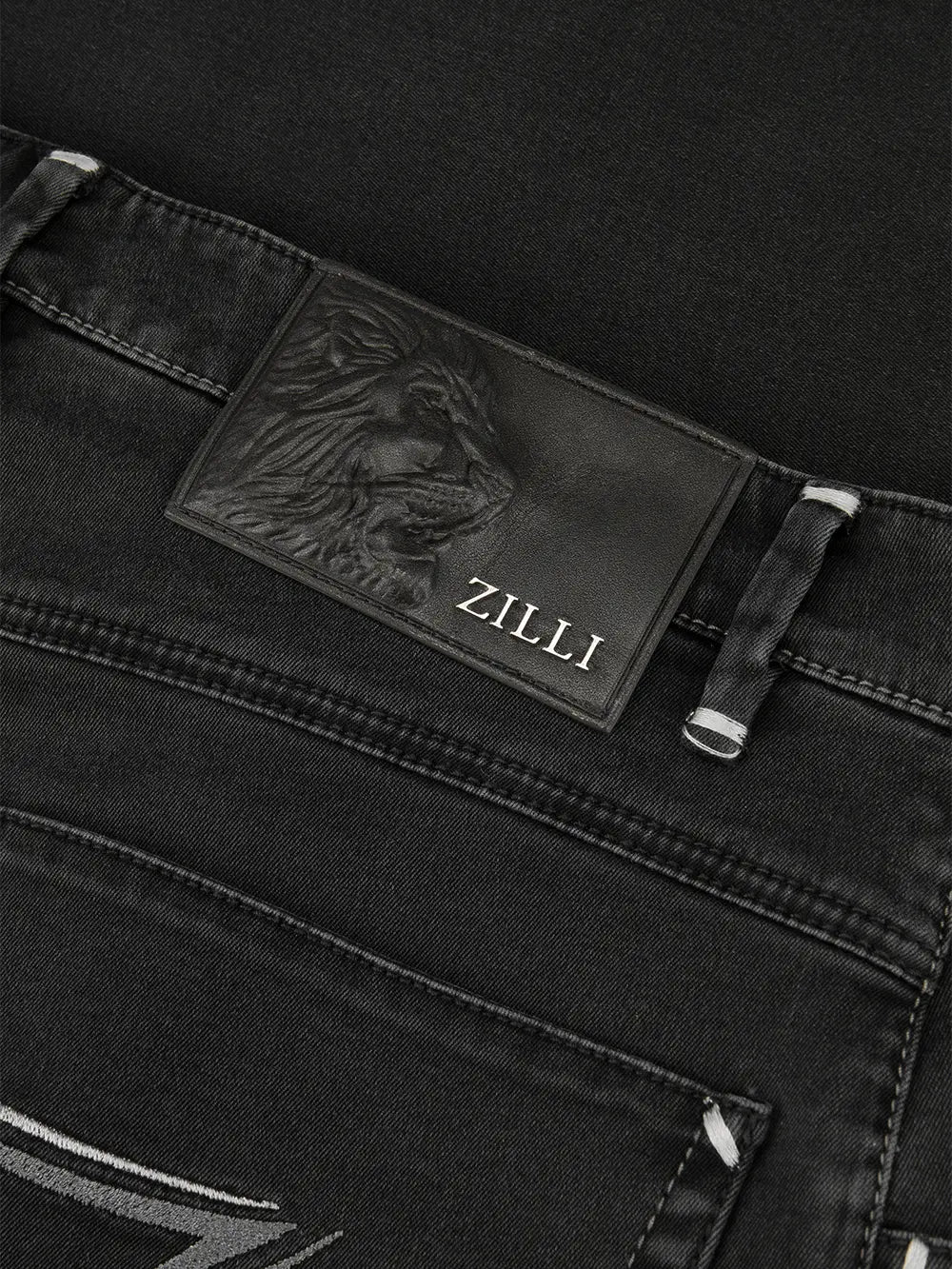 Zilli Slim Fit Jeans with Embossed Calf Skin Patch