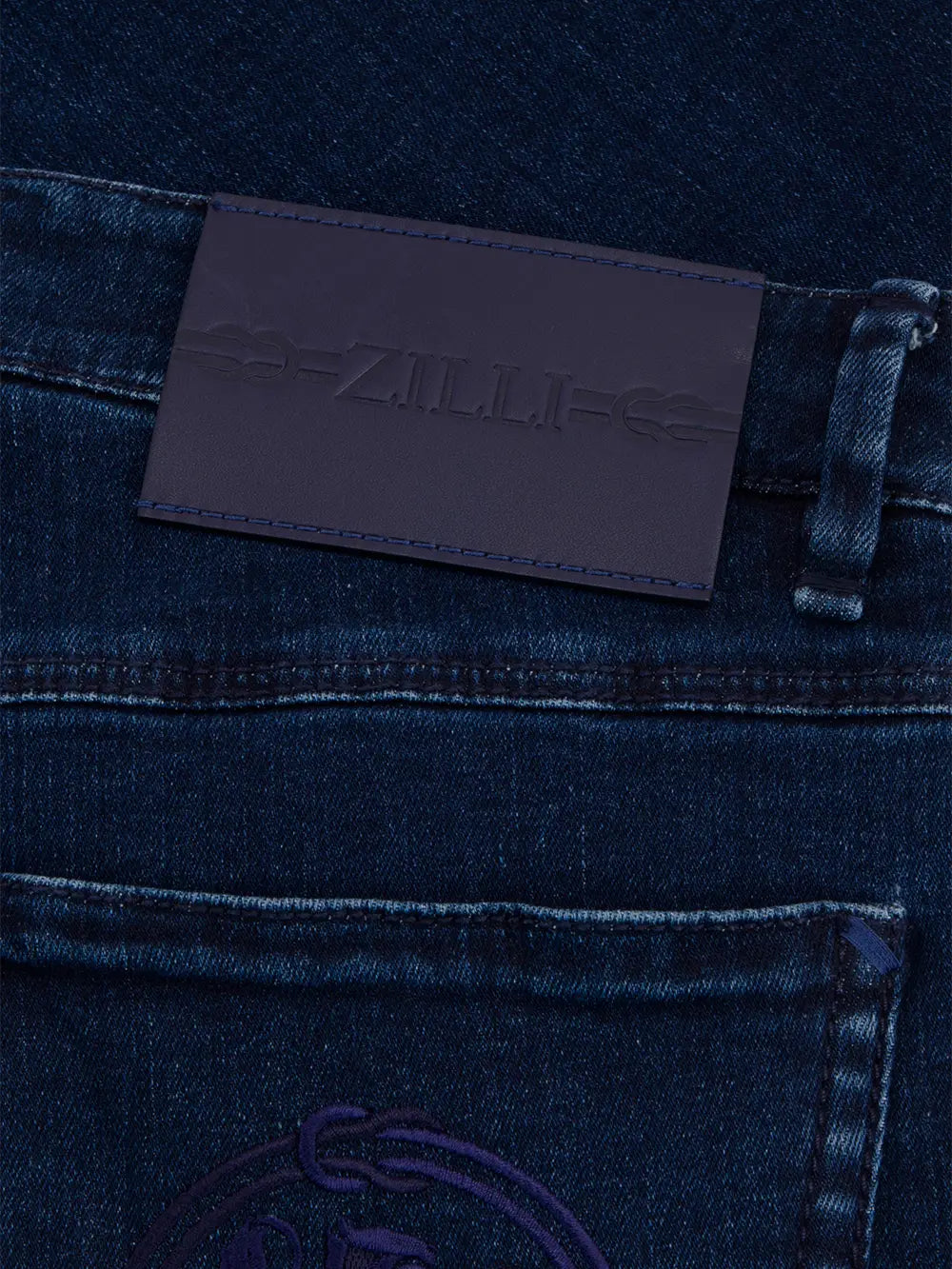 Jeans with Lion Circle Embroidery