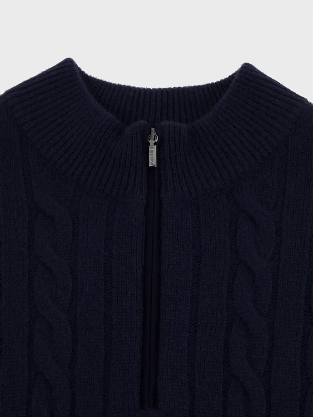 Zipped Mock Neck Sweater with Jacquard Pattern