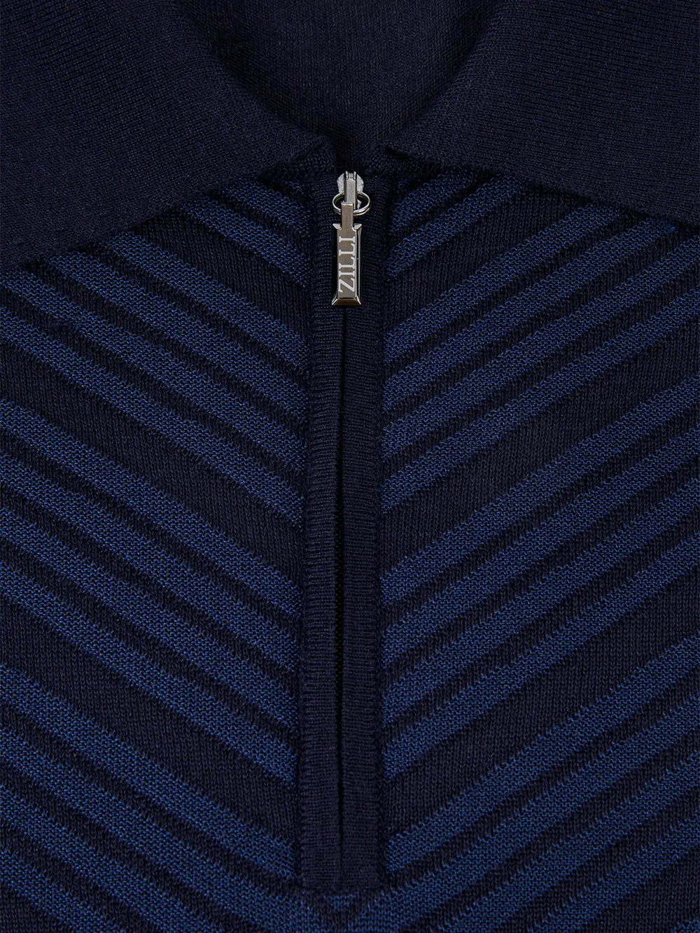 Zipped Polo with Linear Pattern