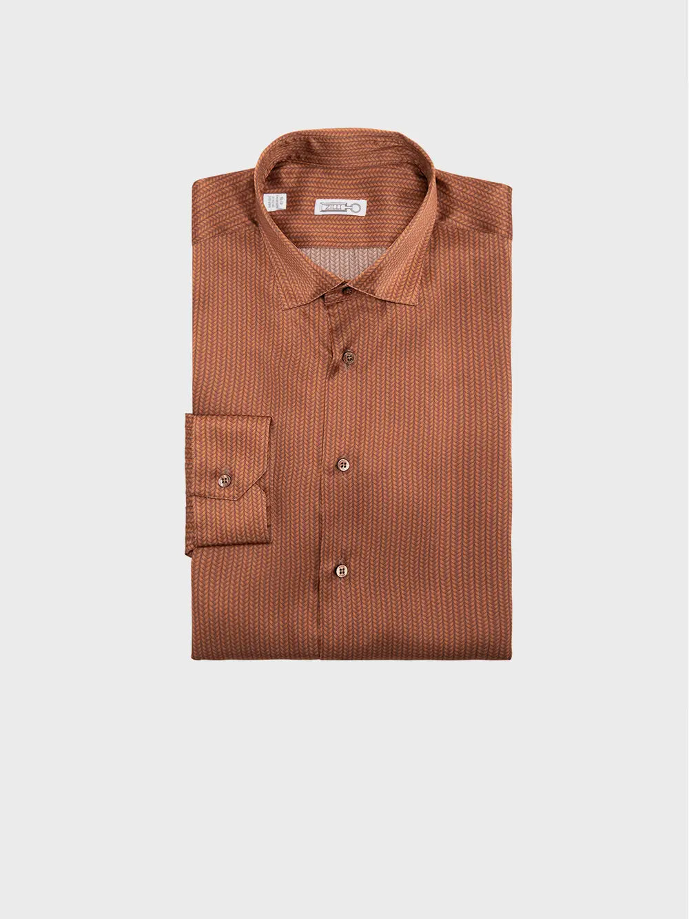 Elegant Long-Sleeve Silk Shirt with Braided Pattern