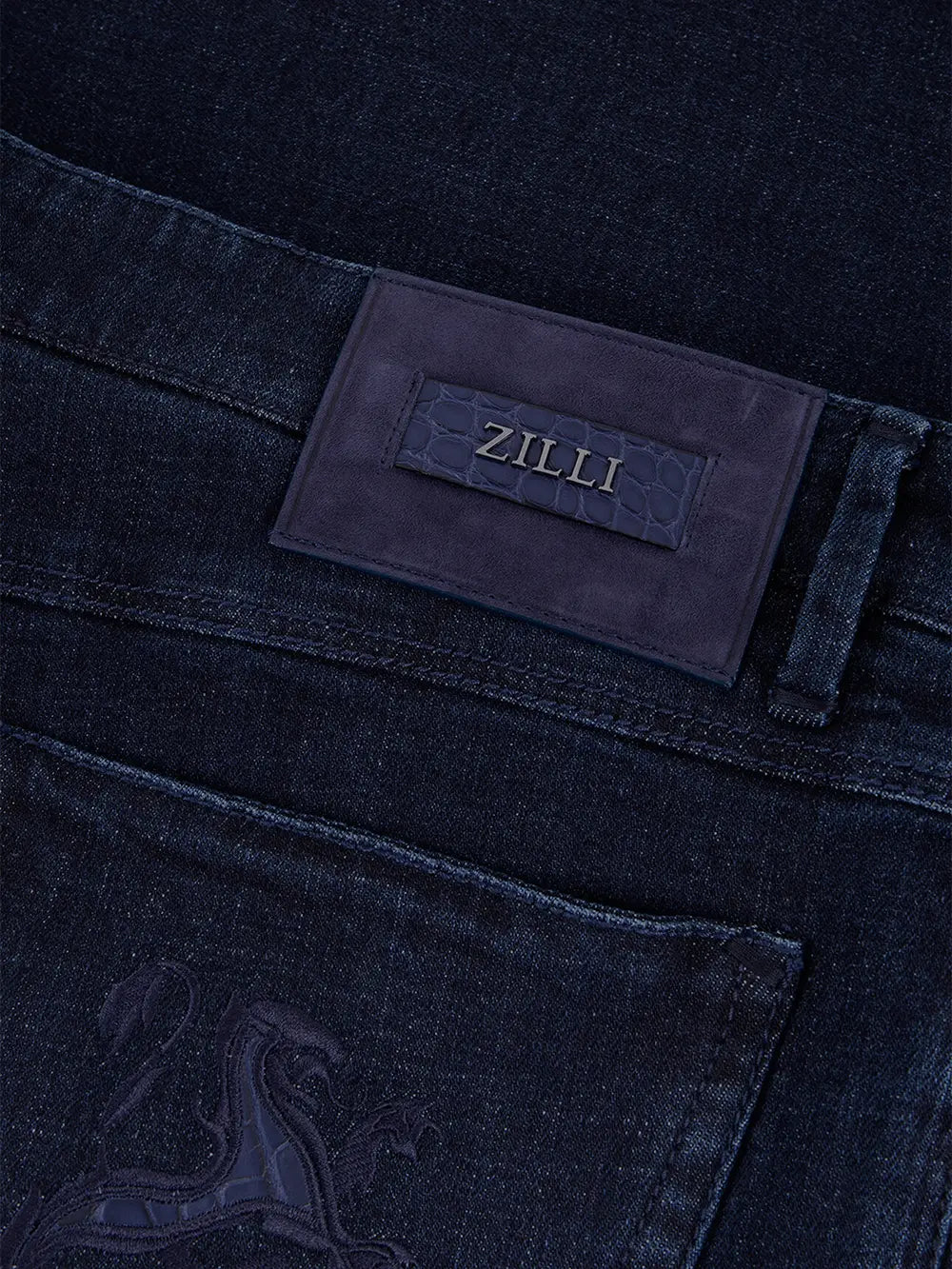Regular Fit Jeans with Griffon Embroidery Alligator Inlay