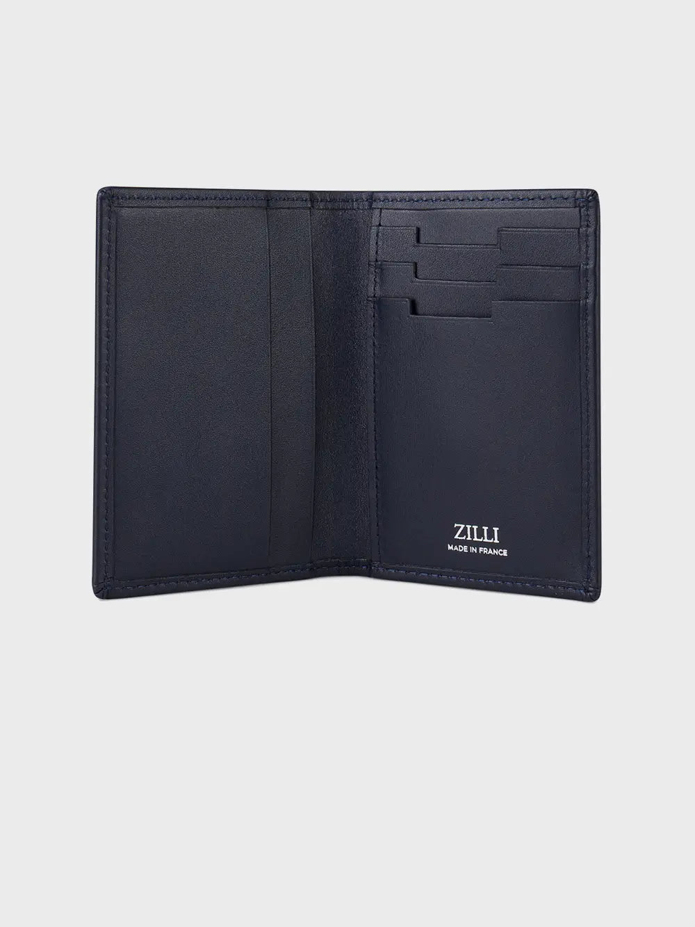Calfskin Folding Card Holder with Silver Ingot Metal Piece
