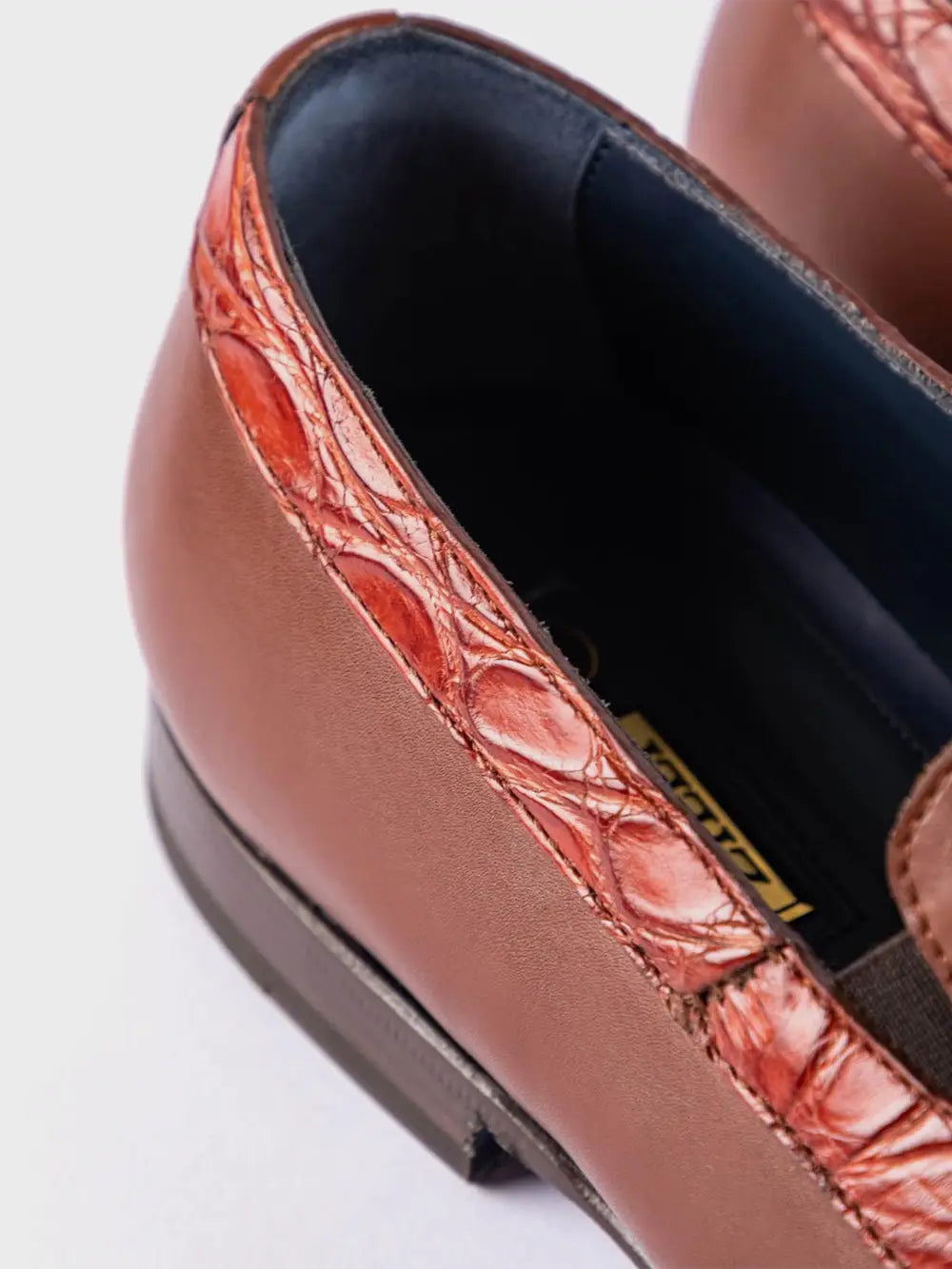 Shoes loafer smart casual calf leather with crocodile trim