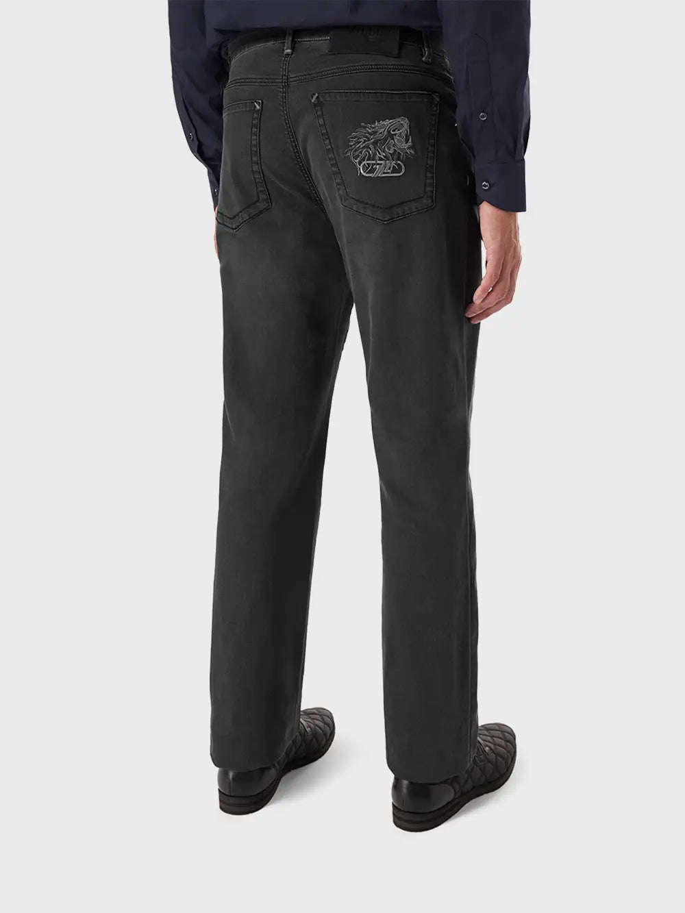 Zilli Regular Fit Jeans with Velvet Calfskin Patch
