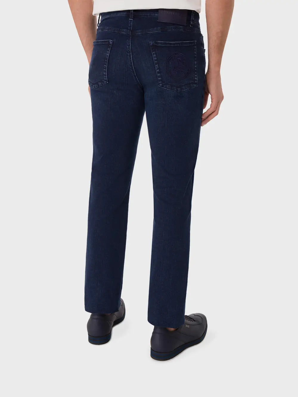 Jeans with Lion Circle Embroidery