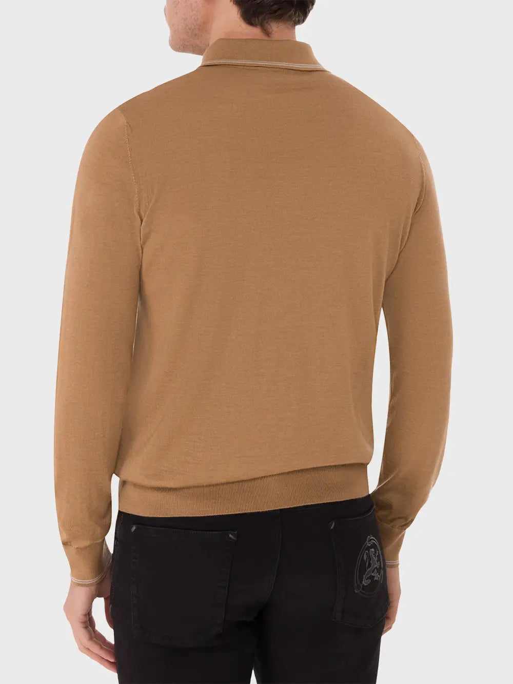 Long Sleeve Zipped Polo with Micro Griffon Embroidery