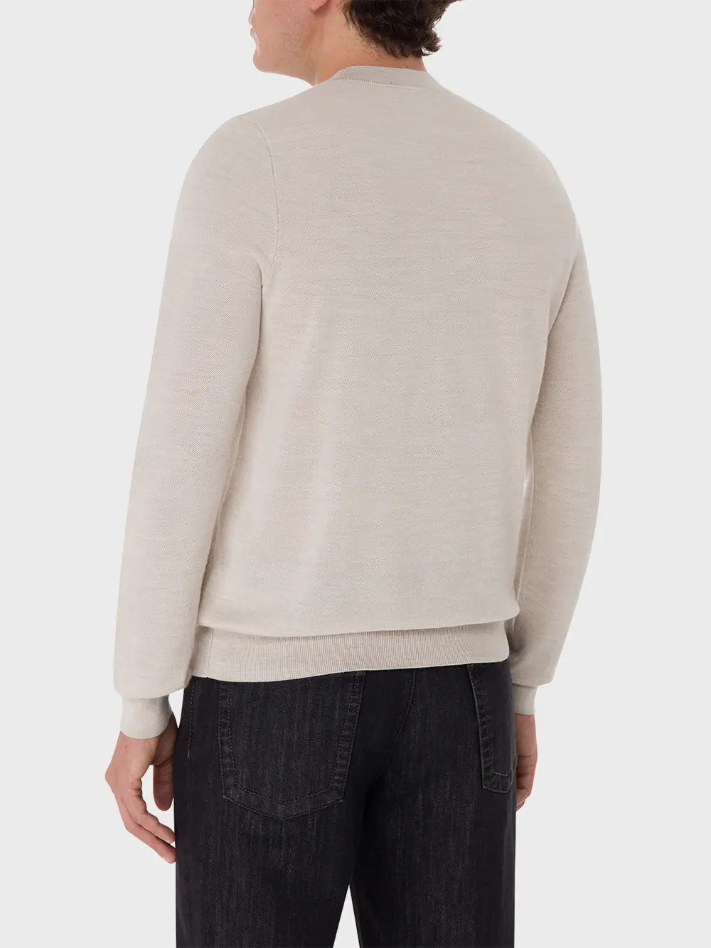 Round Neck Sweater with Jacquard Weave
