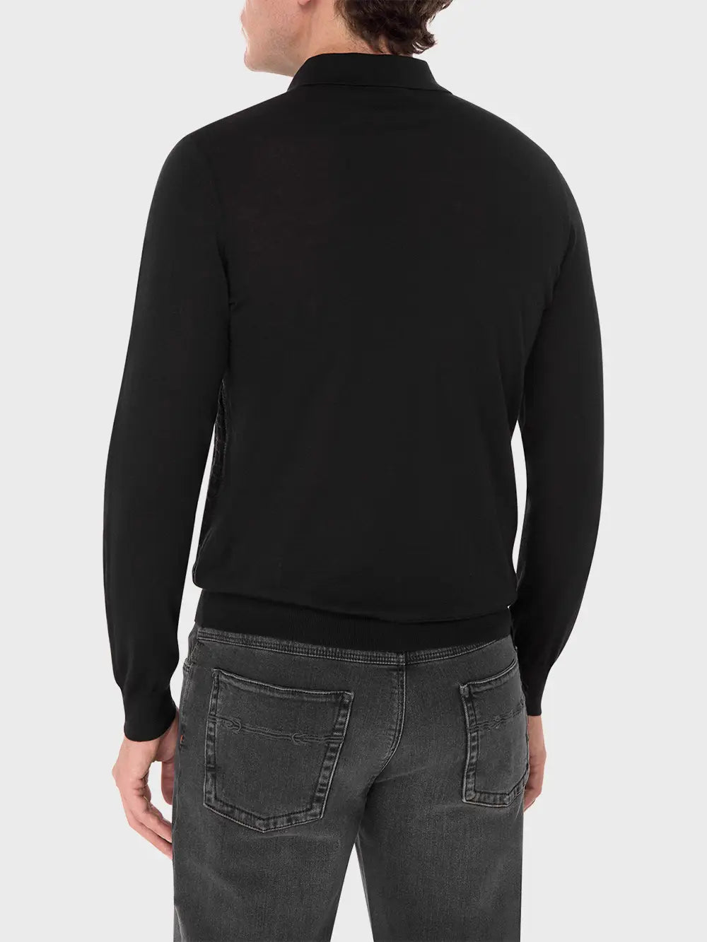 Long Sleeve Zipped Polo with Crocodile Details