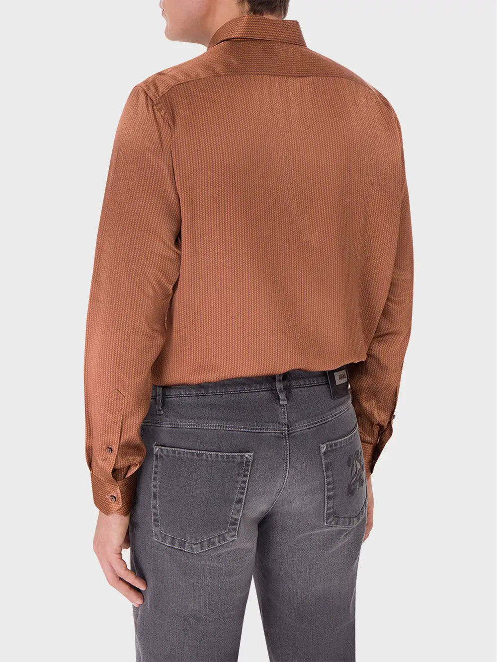 Elegant Long-Sleeve Silk Shirt with Braided Pattern