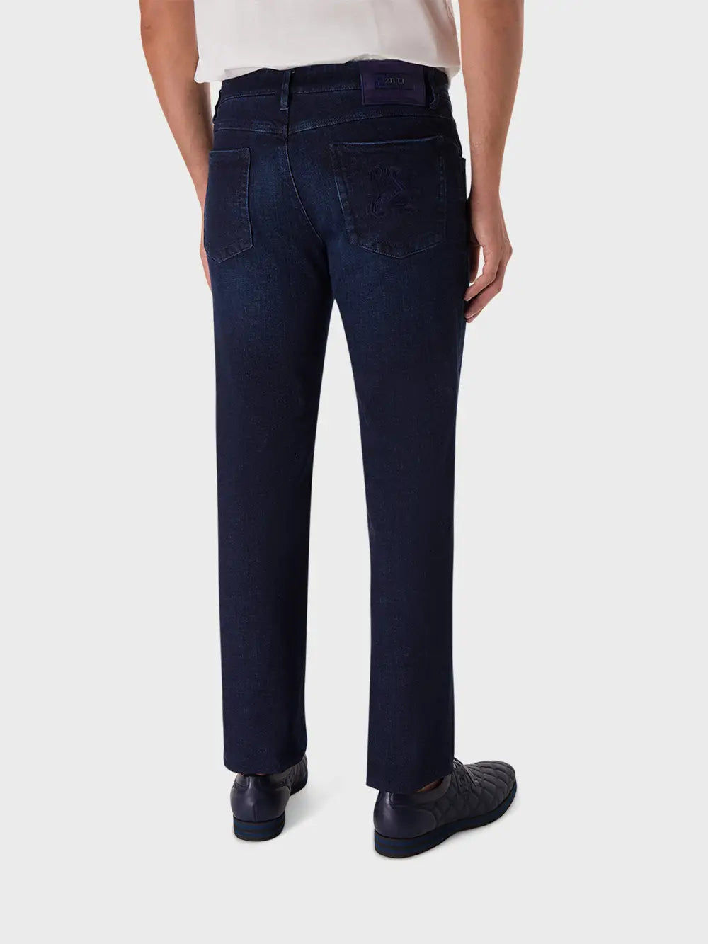 Regular Fit Jeans with Griffon Embroidery Alligator Inlay