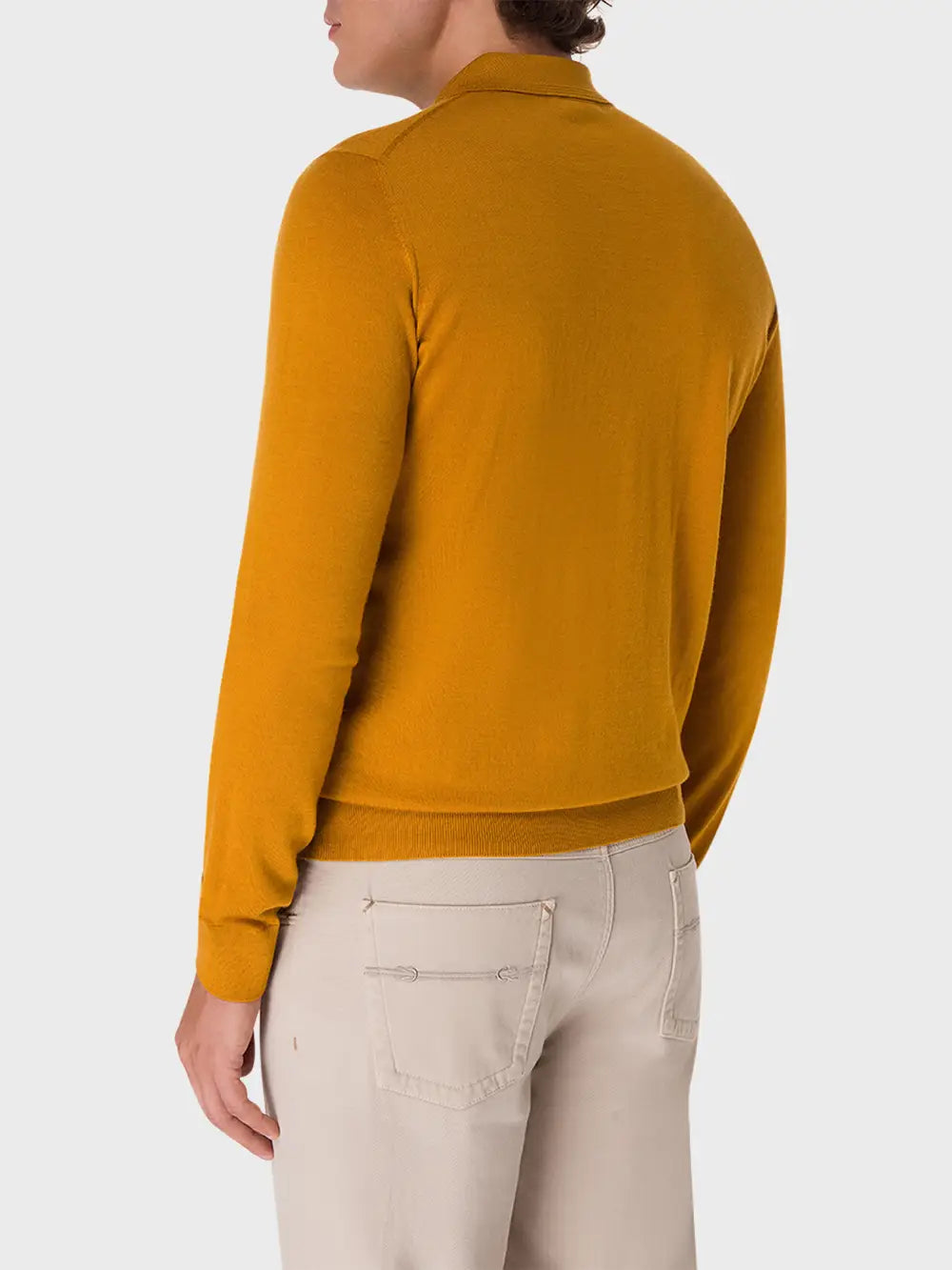 Polo Shirt in Wool, Silk, and Cashmere Knit with Micro Griffon Embroidery