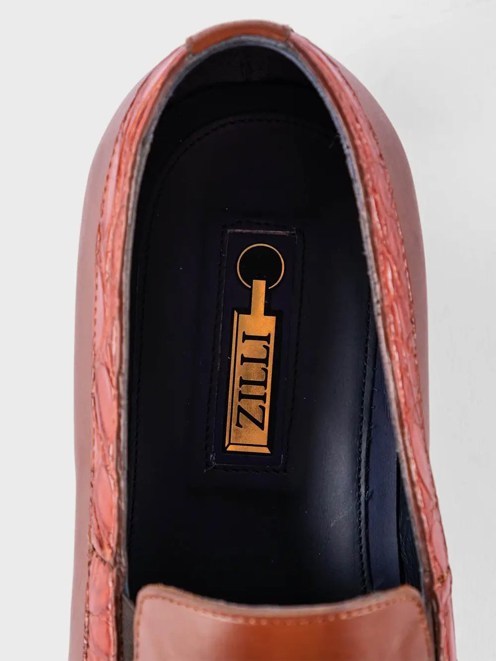 Shoes loafer smart casual calf leather with crocodile trim