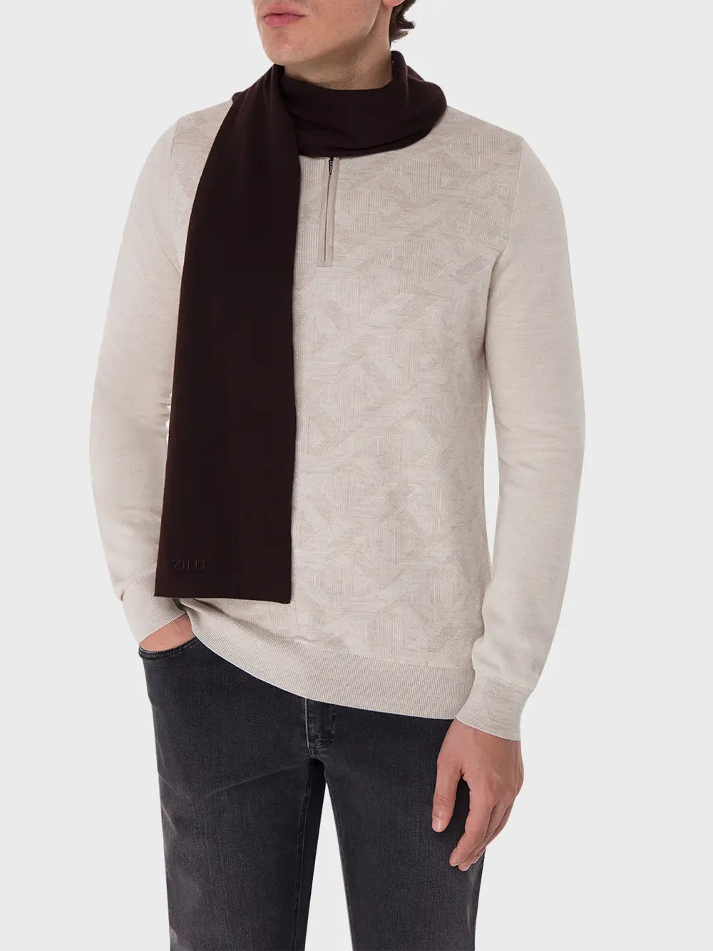 Scarf with Embroidered Zilli Lettering