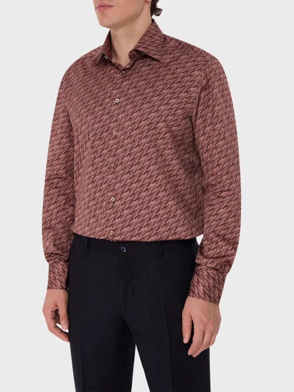 Long Sleeves Shirt with Houndstooth Pattern