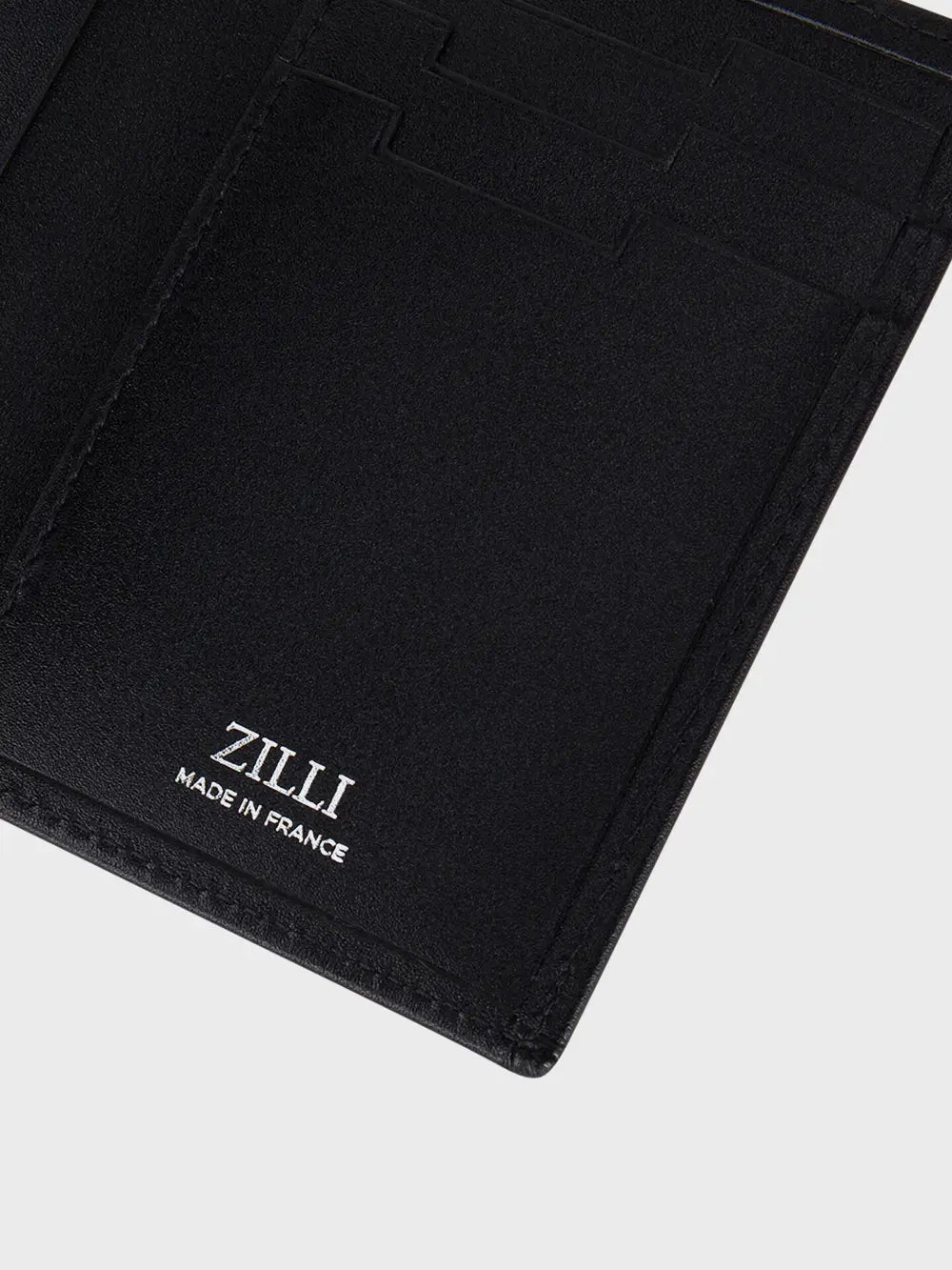 Calfskin Folding Card Holder with Silver Ingot Metal Piece