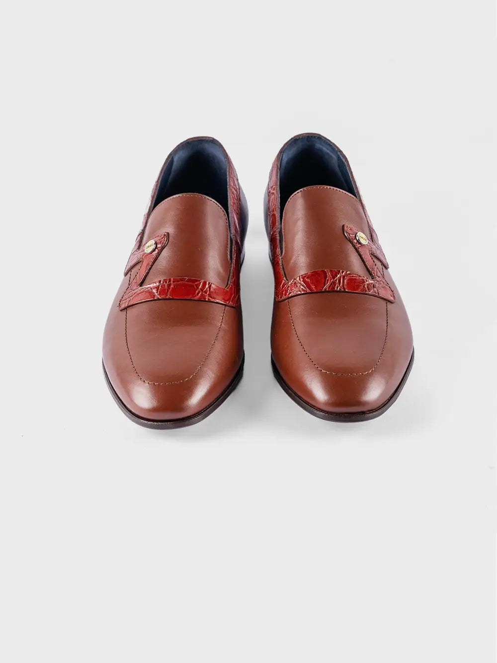 Shoes loafer smart casual calf leather with crocodile trim