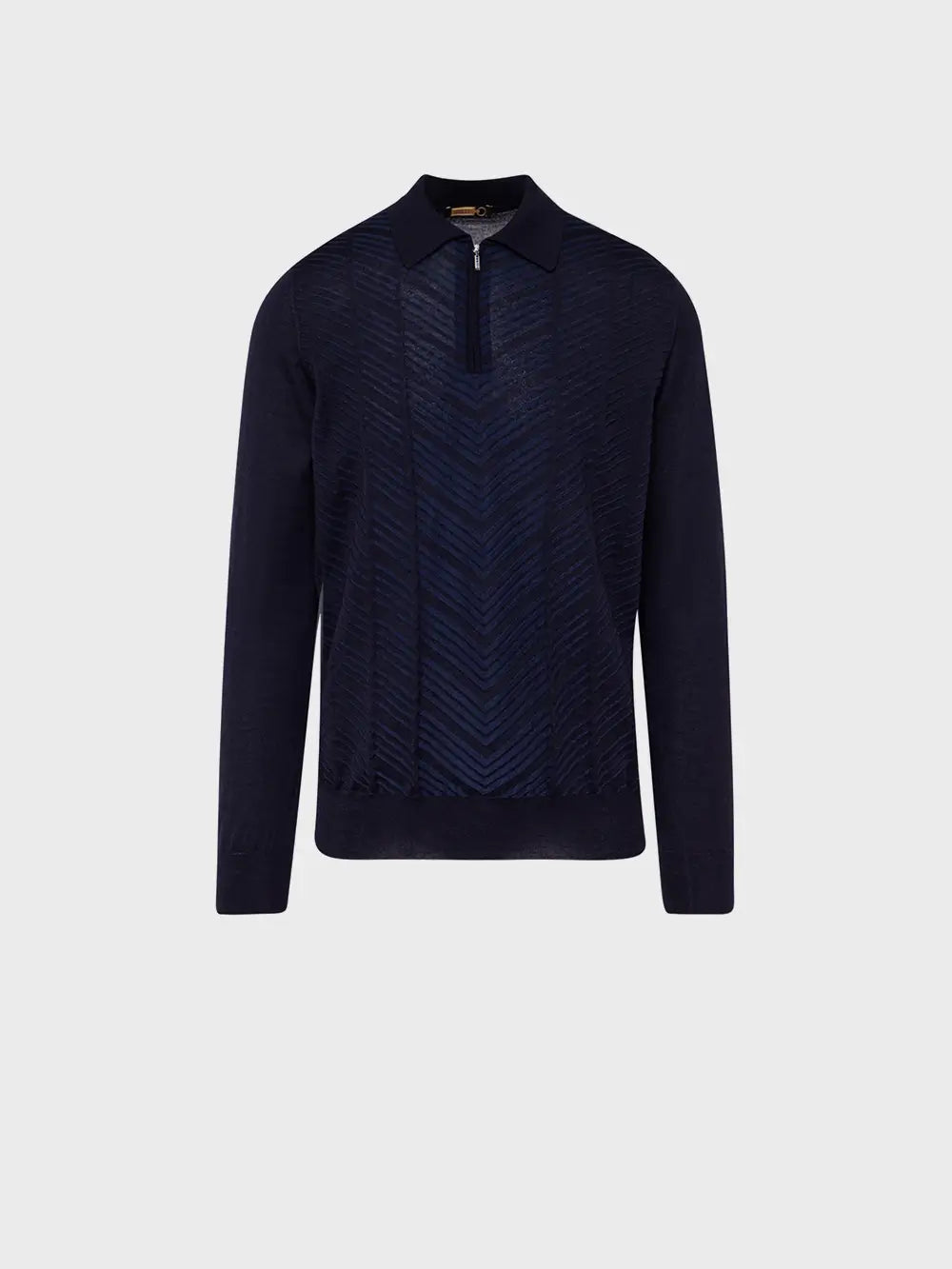 Zipped Polo with Linear Pattern