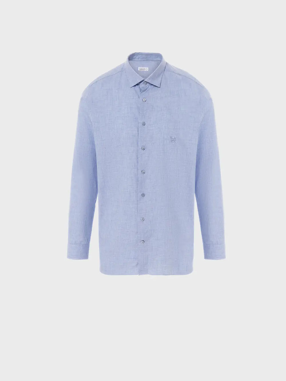 Classic Long-Sleeve Shirt in Cotton and Cashmere with Micro-Griffon Embroidery