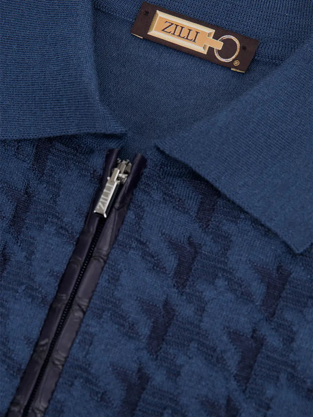 Long Sleeve Zipped Polo with Crocodile Details
