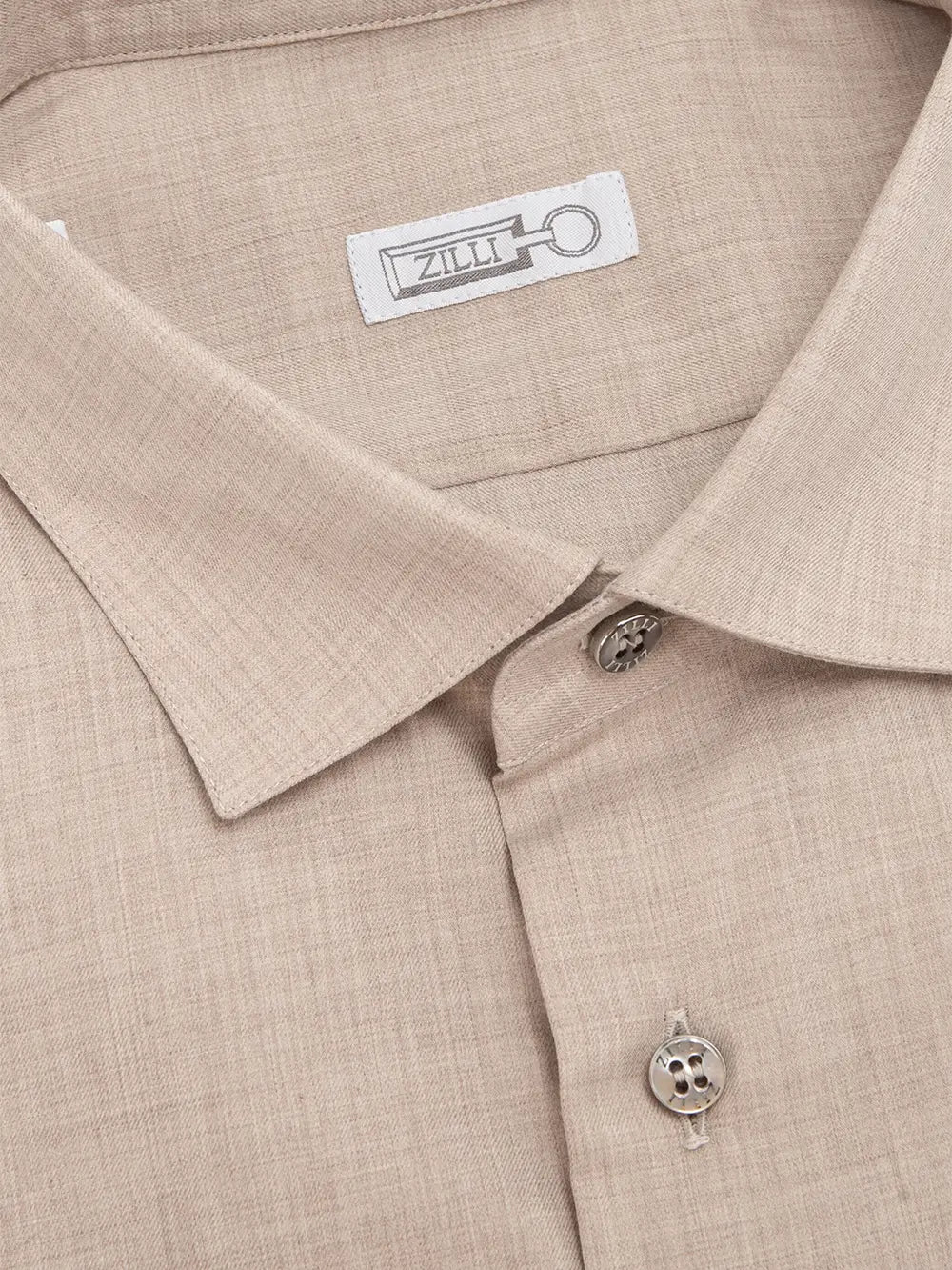 Classic Long-Sleeve Shirt in Cotton and Cashmere with Micro-Griffon Embroidery