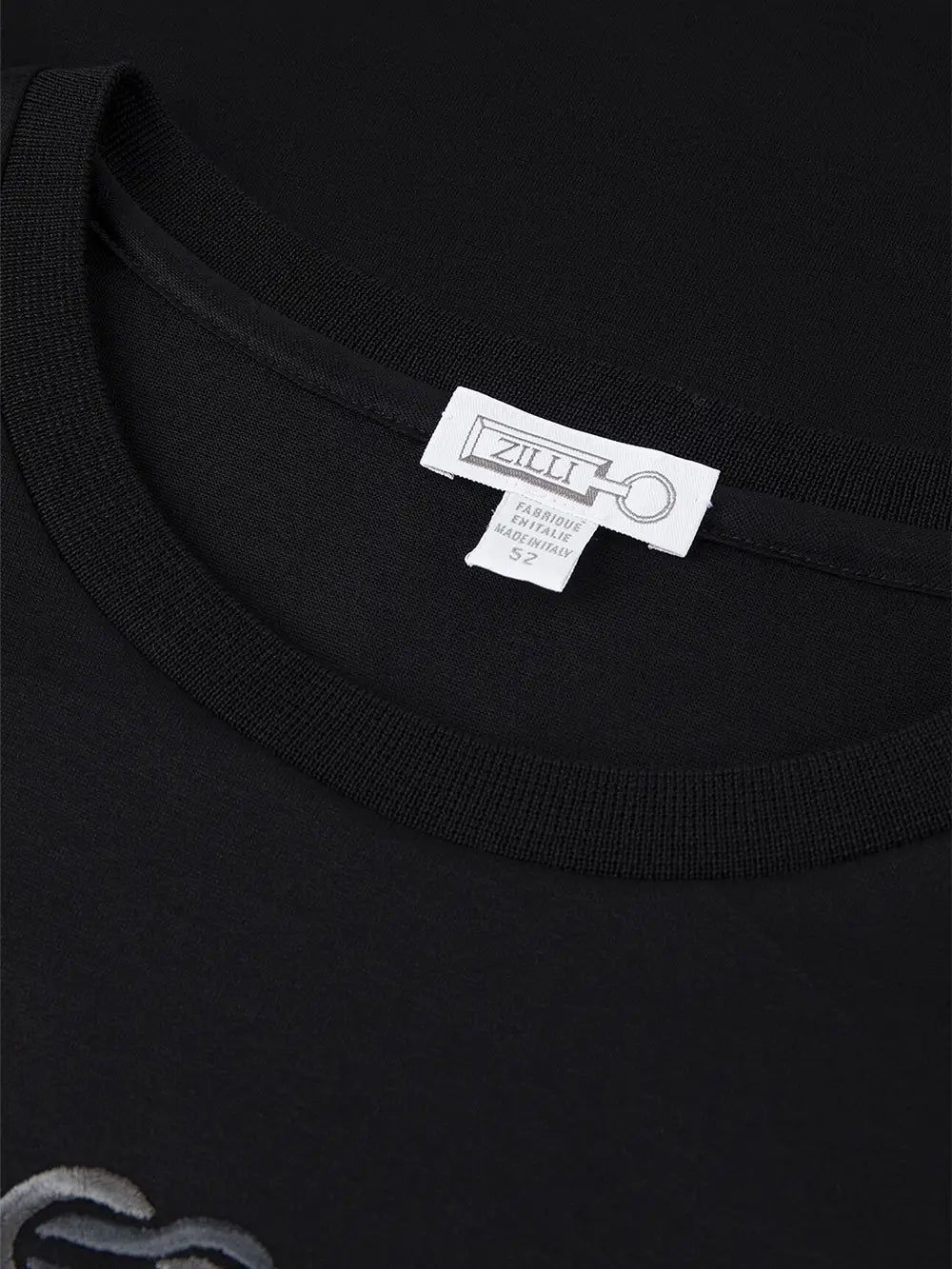 Zilli Black T-shirt with Lion Circle Embroidery