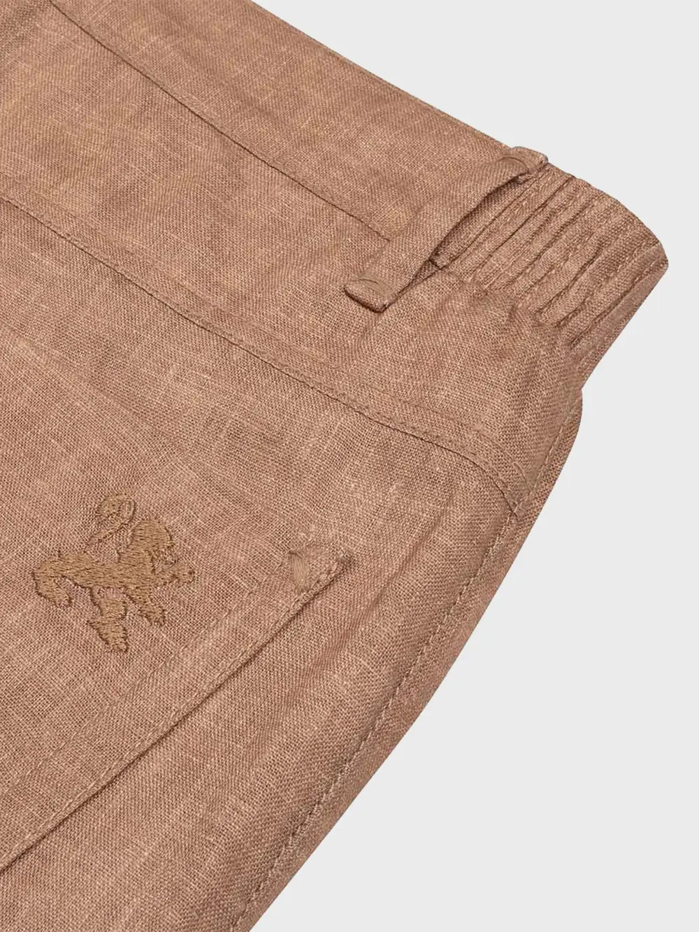 Zilli Slim Fit Linen Trousers with Micro Griffon Embroidery