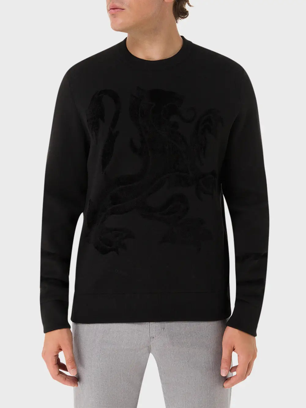 Zilli Round Neck Sweater With Velvet-Feel Griffon Pattern