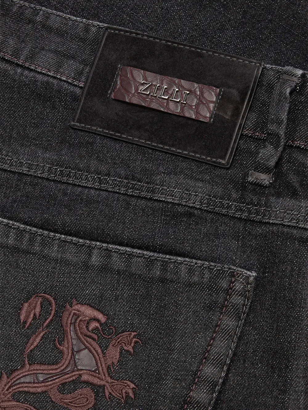 Regular Fit Jeans with Crocodile Inlay
