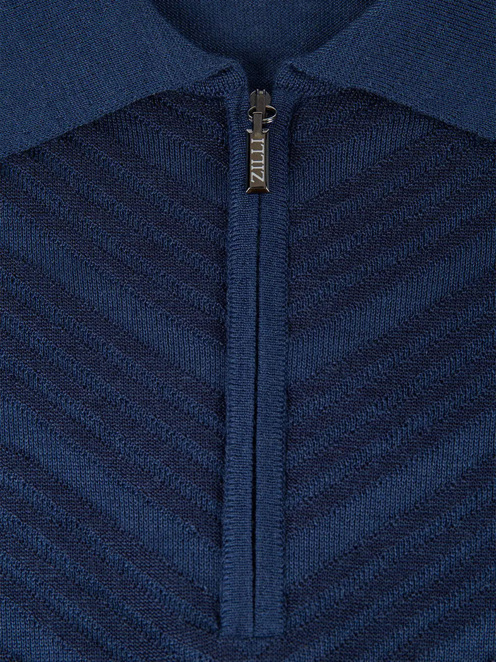 Zipped Polo with Linear Pattern
