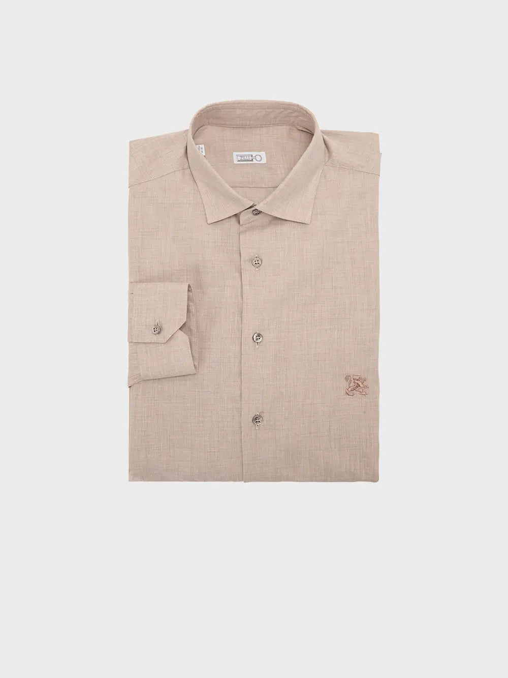 Classic Long-Sleeve Shirt in Cotton and Cashmere with Micro-Griffon Embroidery