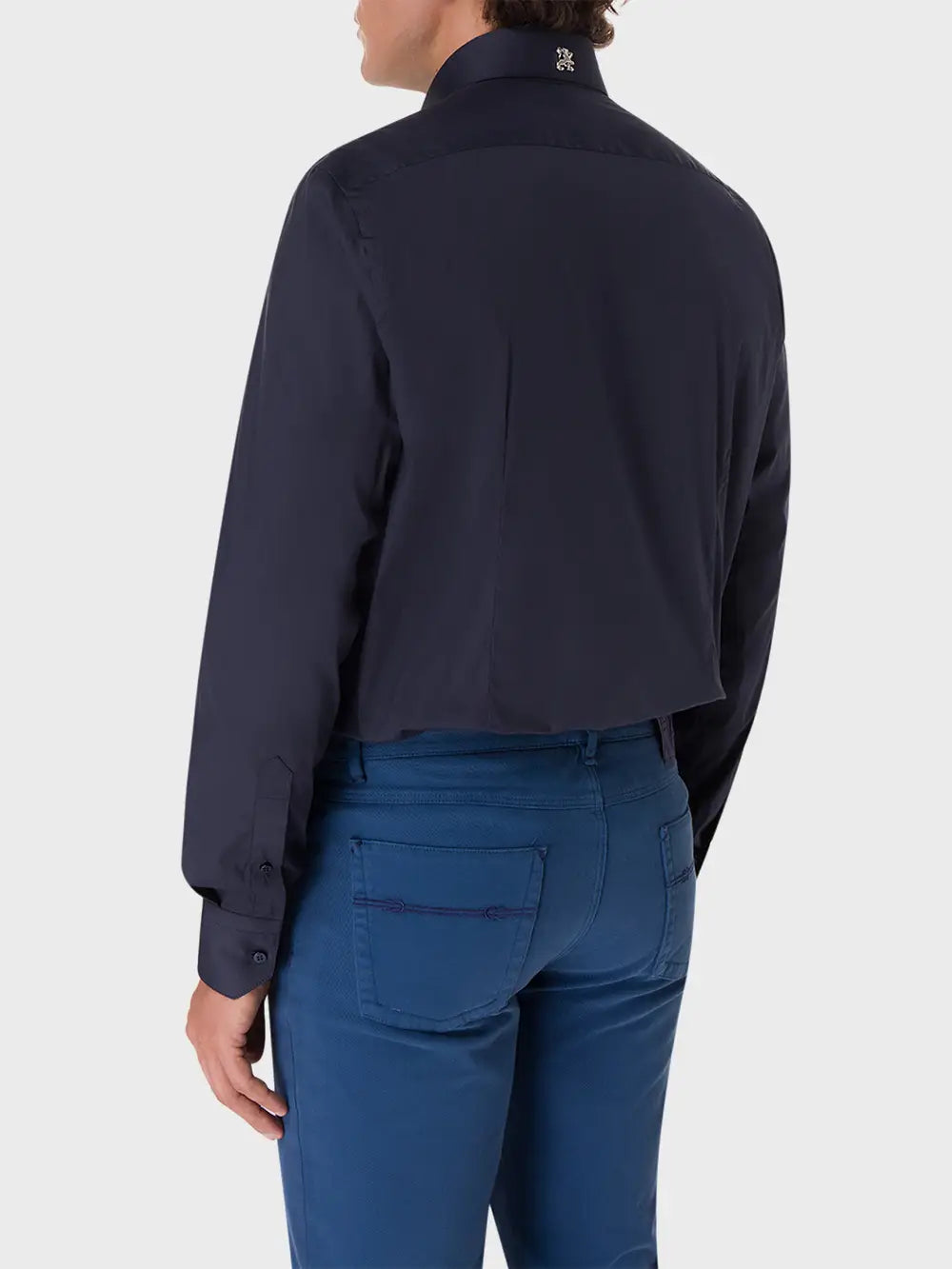 Classic Cotton Blend Shirt with Unique American-Style Collar