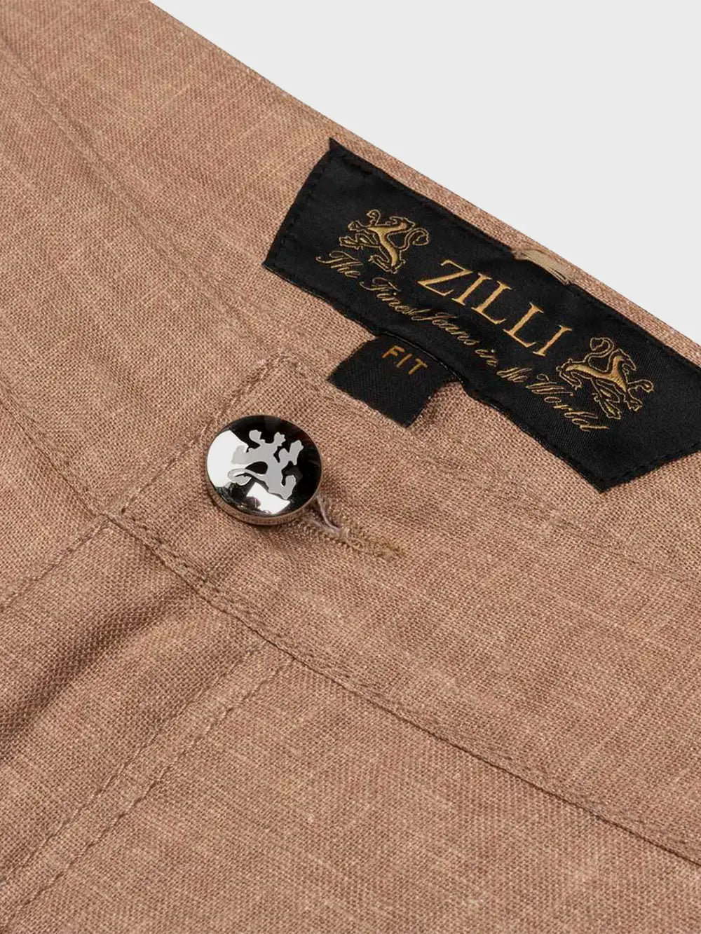 Zilli Slim Fit Linen Trousers with Micro Griffon Embroidery