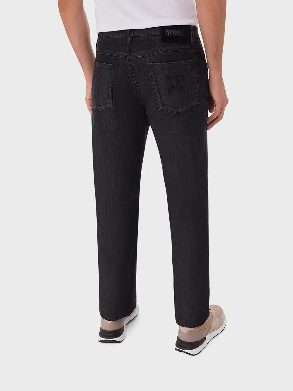 Regular Fit Stretch Cotton Jeans with Crocodile Details