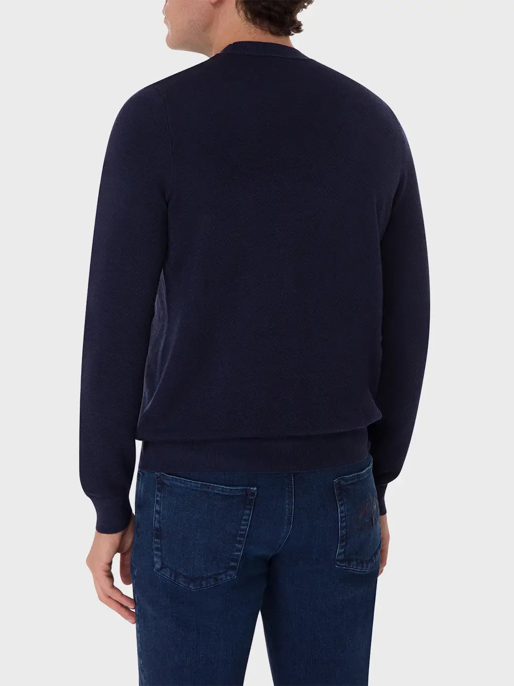 Round Neck Sweater with Jacquard Weave