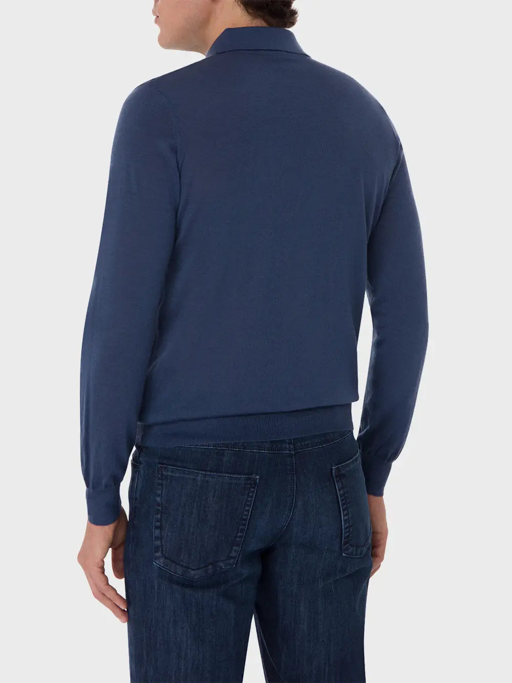 Long Sleeve Zipped Polo with Crocodile Details