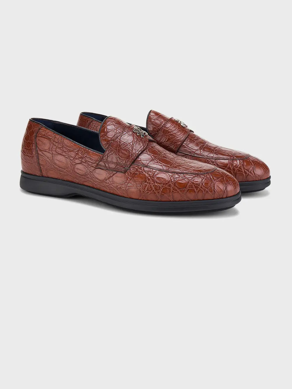 Caiman Loafers with Black Rubber Sole