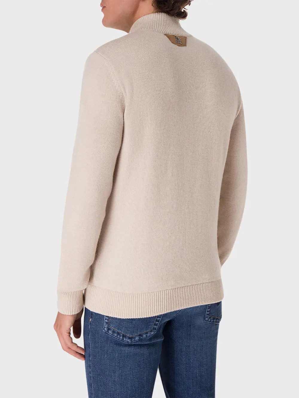 Cashmere Cardigan with Suede Calfskin Details