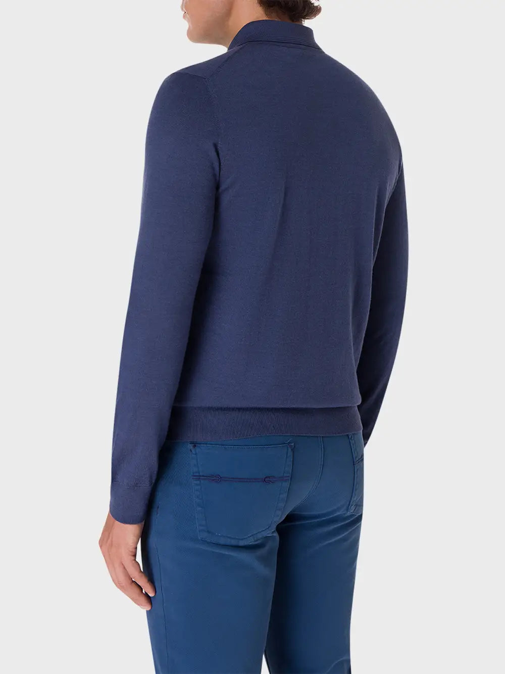Polo Shirt in Wool, Silk, and Cashmere Knit with Micro Griffon Embroidery