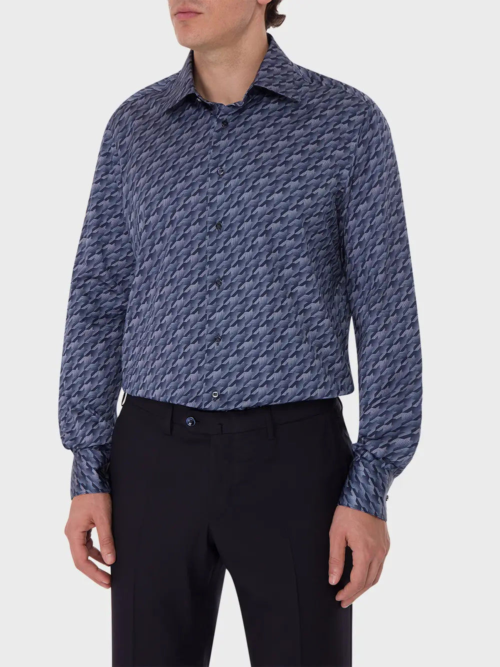 Long Sleeves Shirt with Houndstooth Pattern