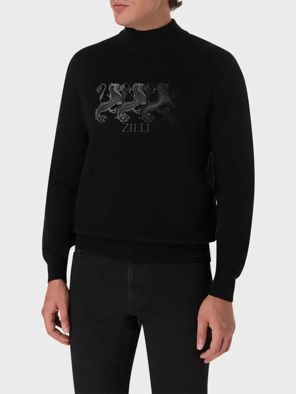 Wool and Cashmere Sweater with Triple Griffon Embroidery