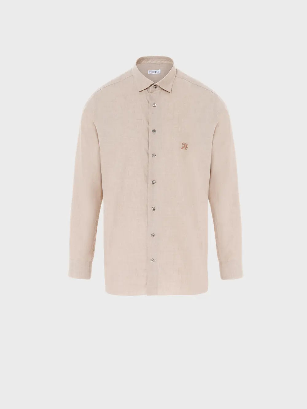 Classic Long-Sleeve Shirt in Cotton and Cashmere with Micro-Griffon Embroidery