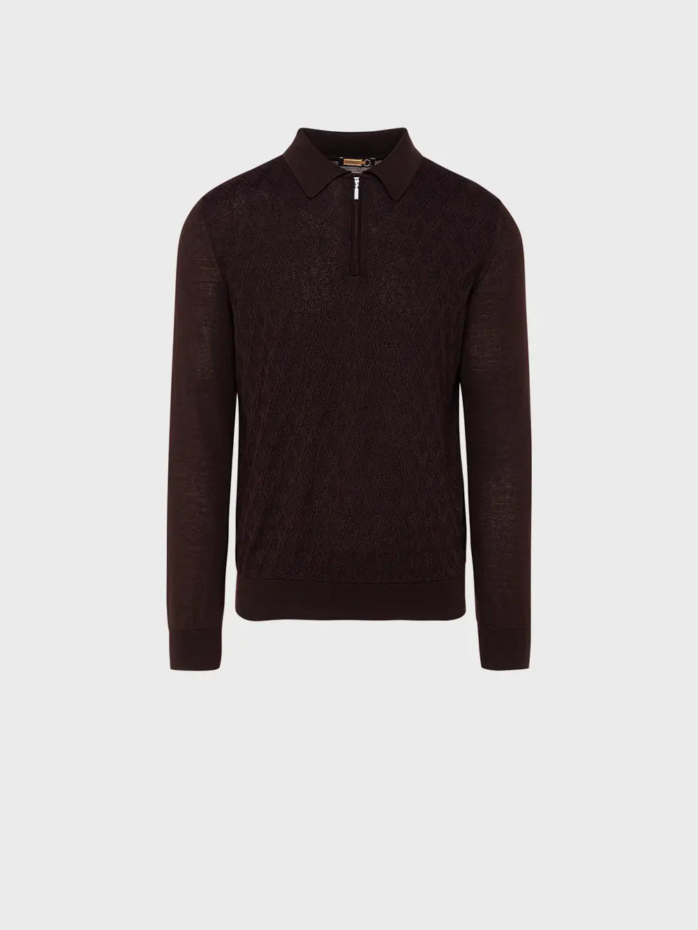 Zipped Polo with Micro Lozenges Pattern