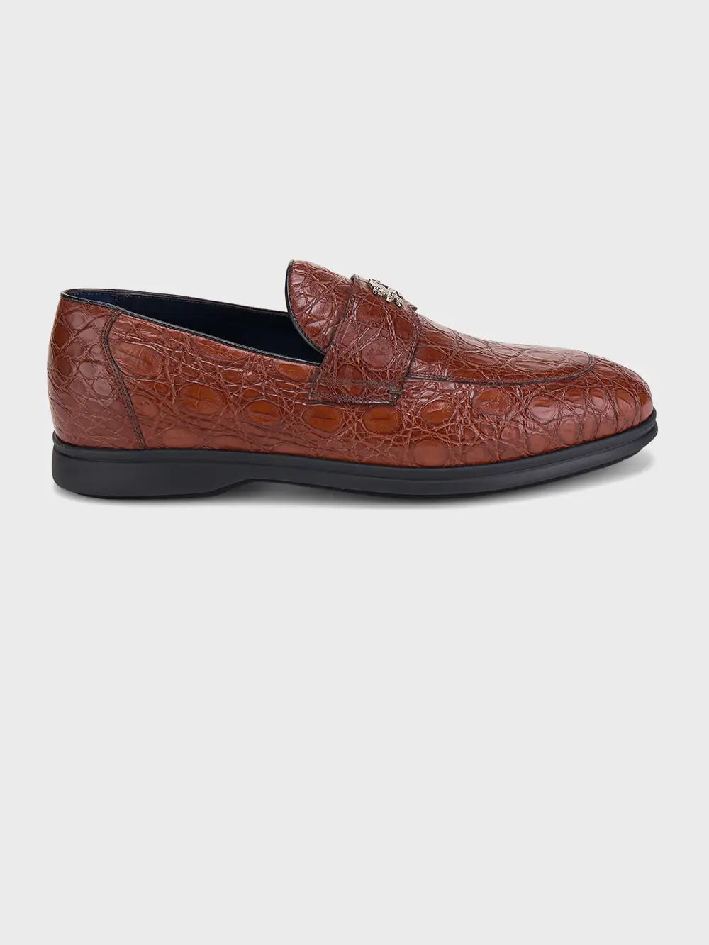Caiman Loafers with Black Rubber Sole