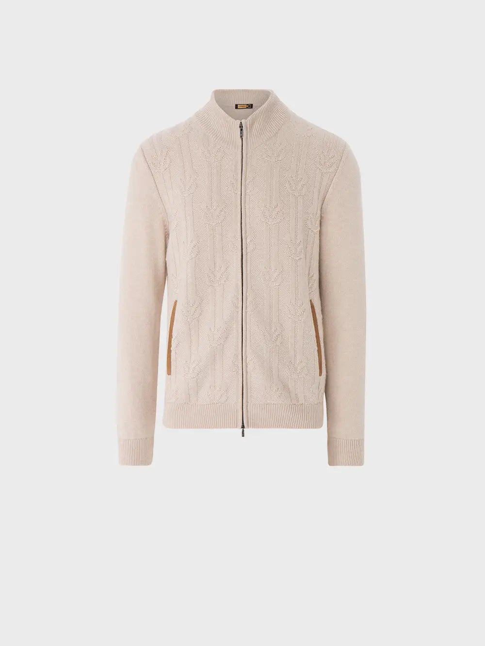 Cashmere Cardigan with Suede Calfskin Details