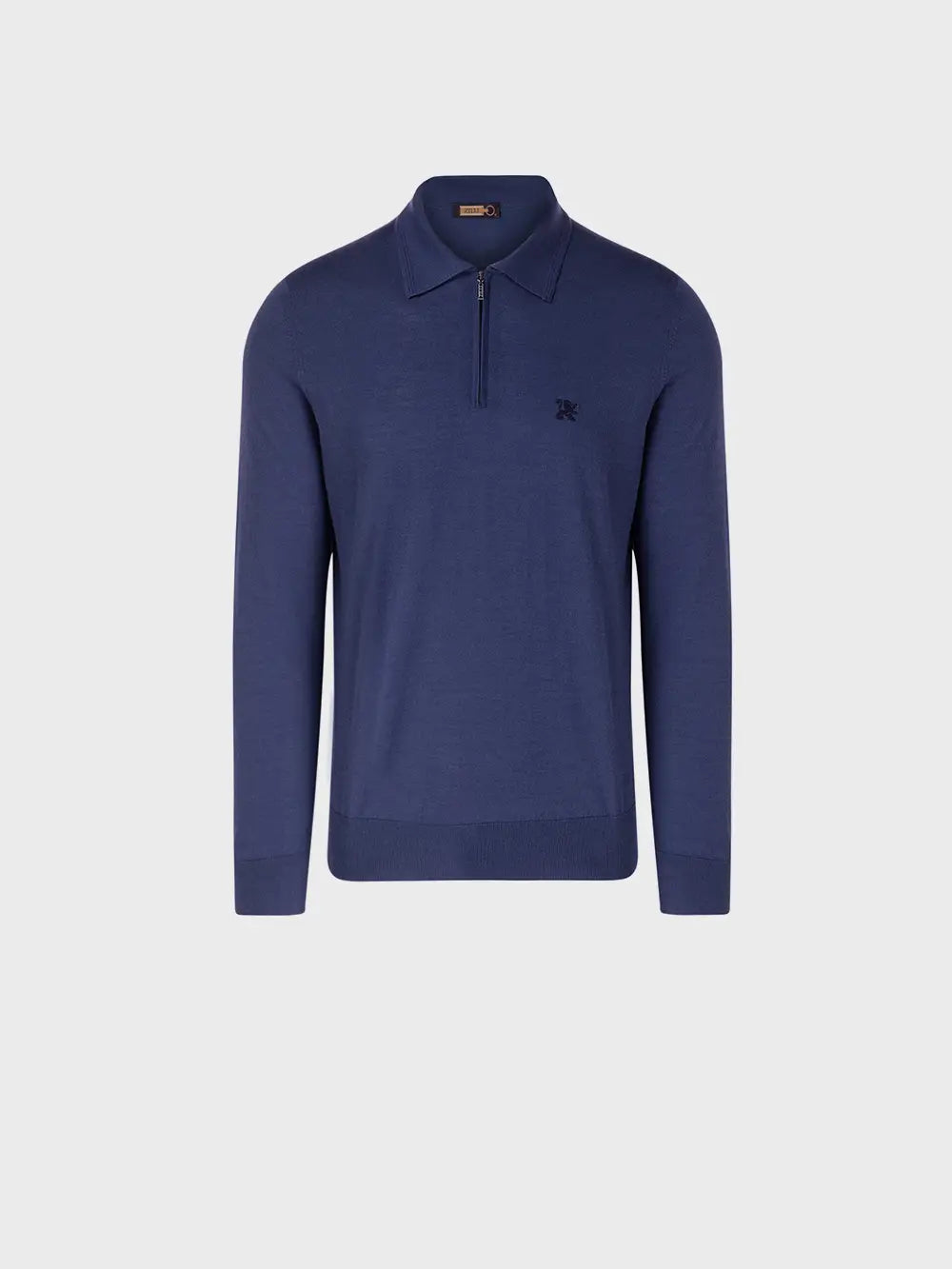 Polo Shirt in Wool, Silk, and Cashmere Knit with Micro Griffon Embroidery