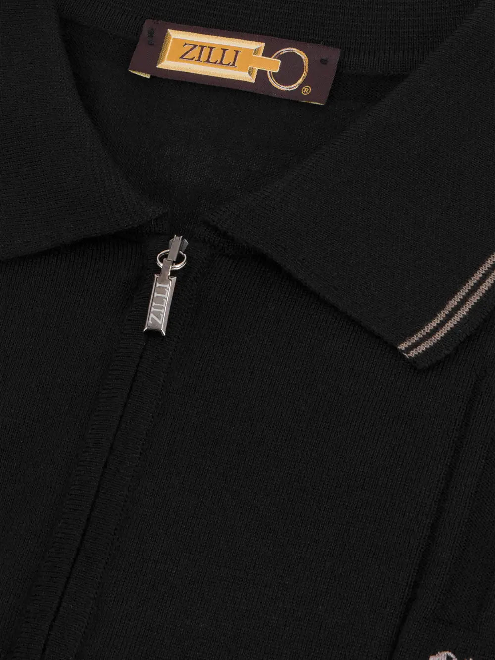 Long Sleeve Zipped Polo with Micro Griffon Embroidery